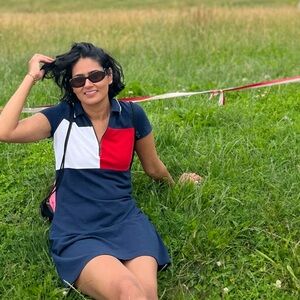 Tommy Hilfiger Colorblock Mini Dress - Navy, Red, White. Zipper to make v neck.